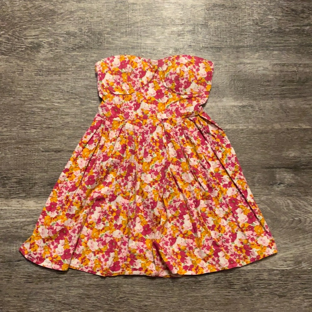 Strapless Floral Dress - Size Small